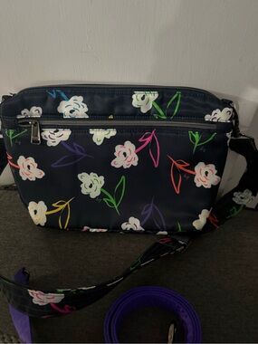 lightweight Navy Floral Crossbody with Multicolor Blooms